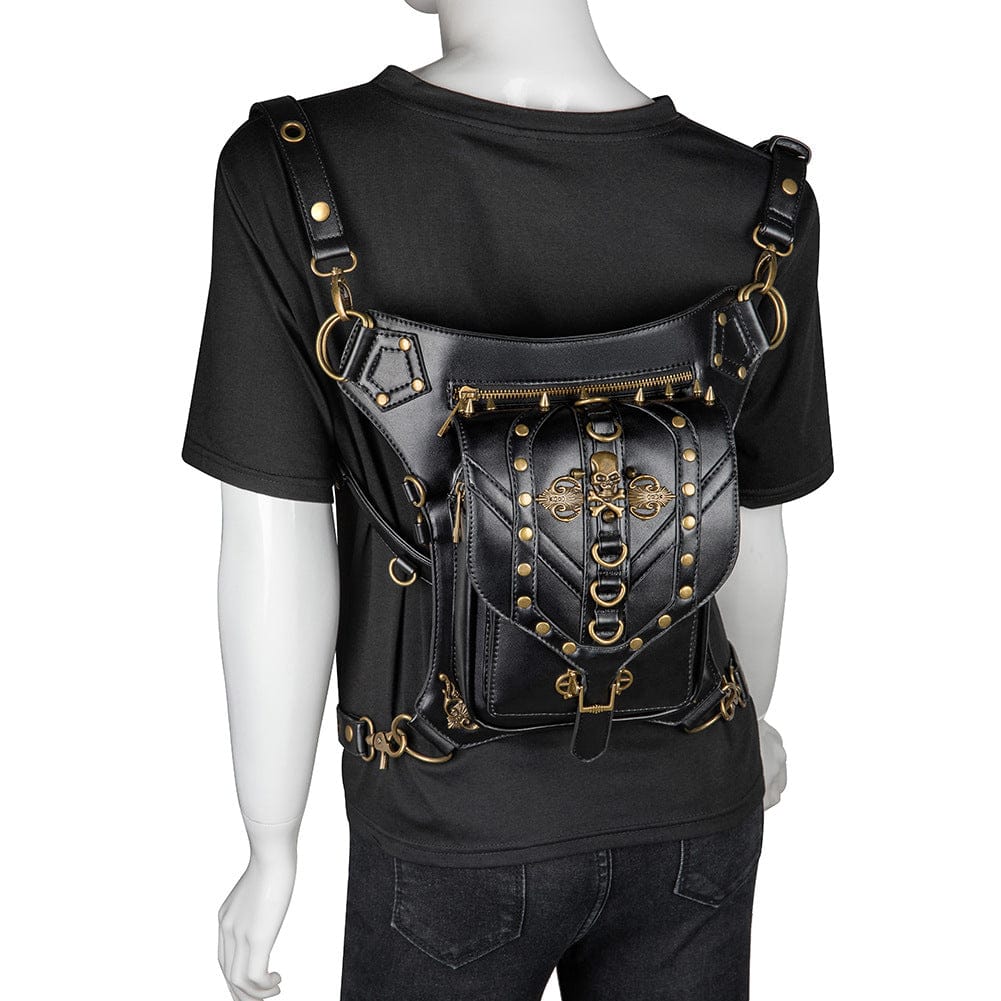 Kobine Unisex Punk Rivet Skull Waist Bag