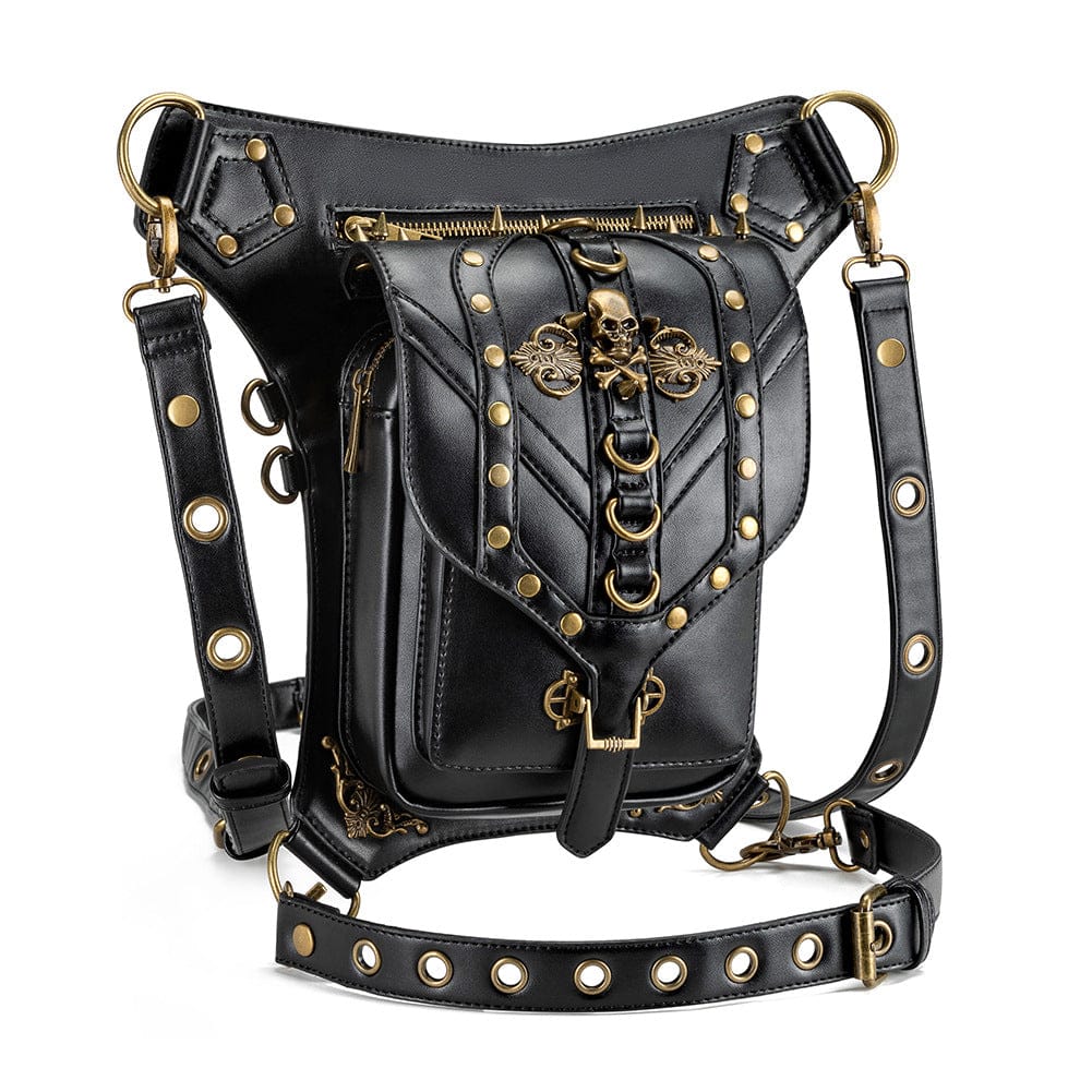 Kobine Unisex Punk Rivet Skull Waist Bag