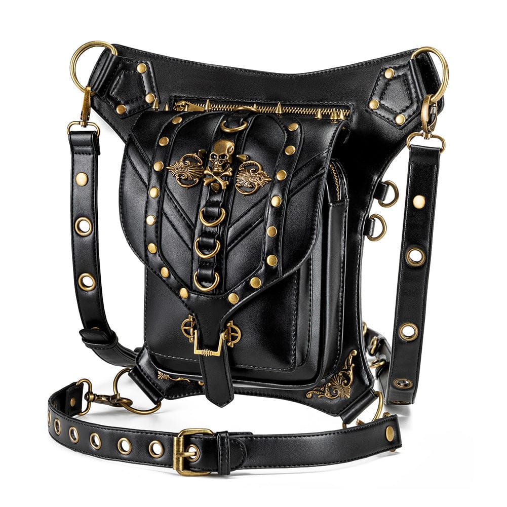 Kobine Unisex Punk Rivet Skull Waist Bag