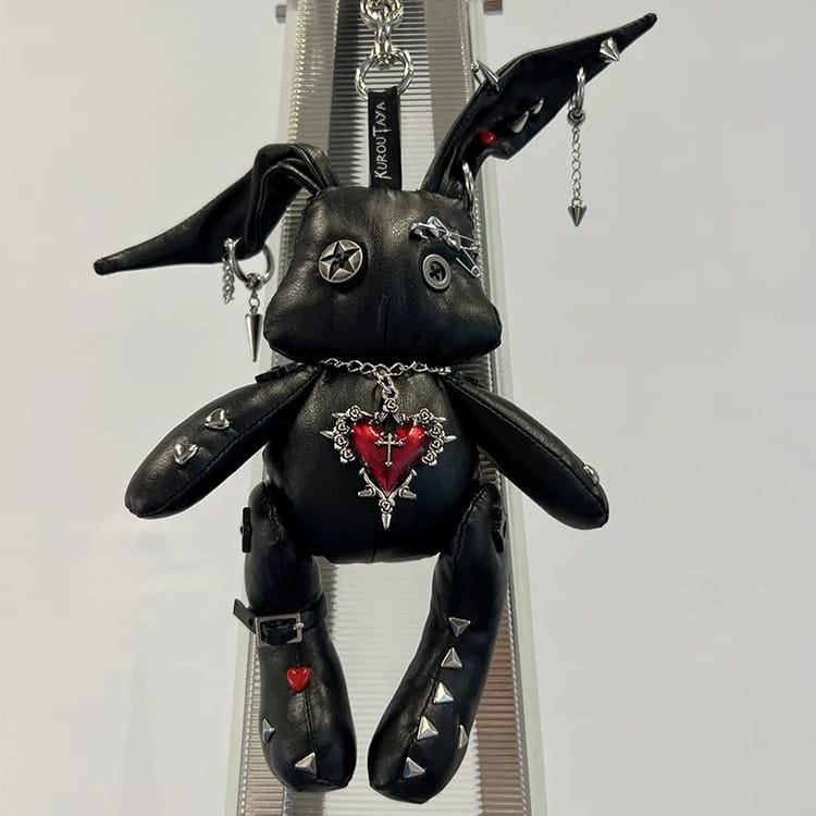 Kobine Unisex Punk Rivets Heart Bunny Bag Charm
