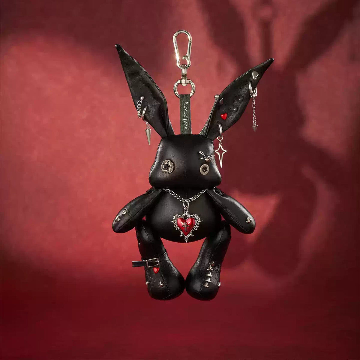 Kobine Unisex Punk Rivets Heart Bunny Bag Charm