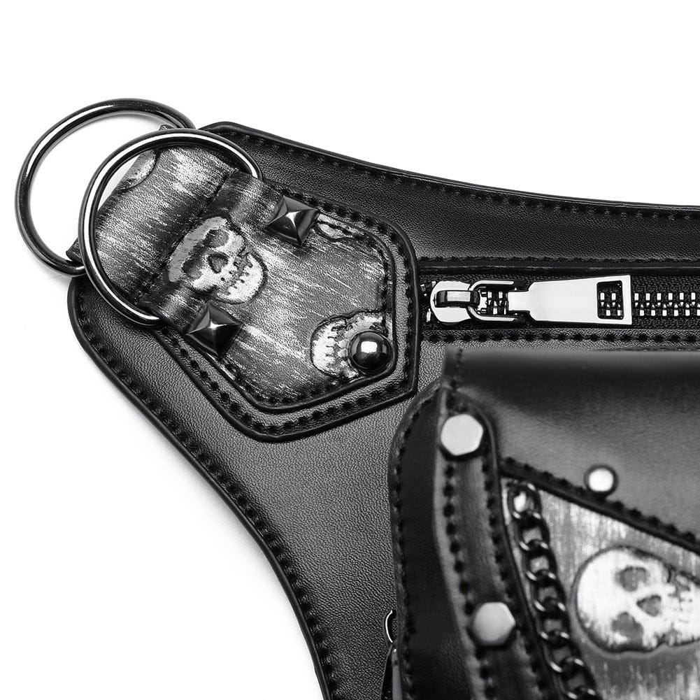 Kobine Unisex Punk Skull Chain Waist Bag
