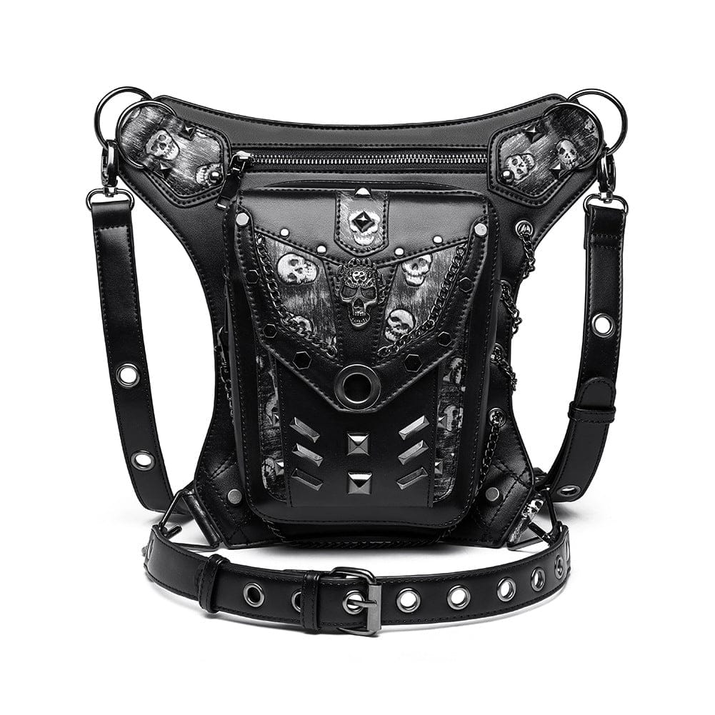 Kobine Unisex Punk Skull Chain Waist Bag