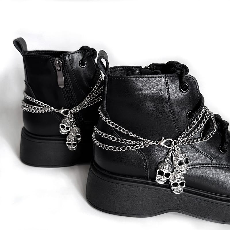 Kobine Unisex Punk Skull Multilayer Boot Chain Shoe Accessories