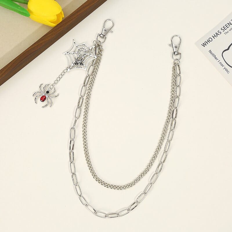 Kobine Unisex Punk Spider Cobweb Pendant Two‑Layer Waist Chain