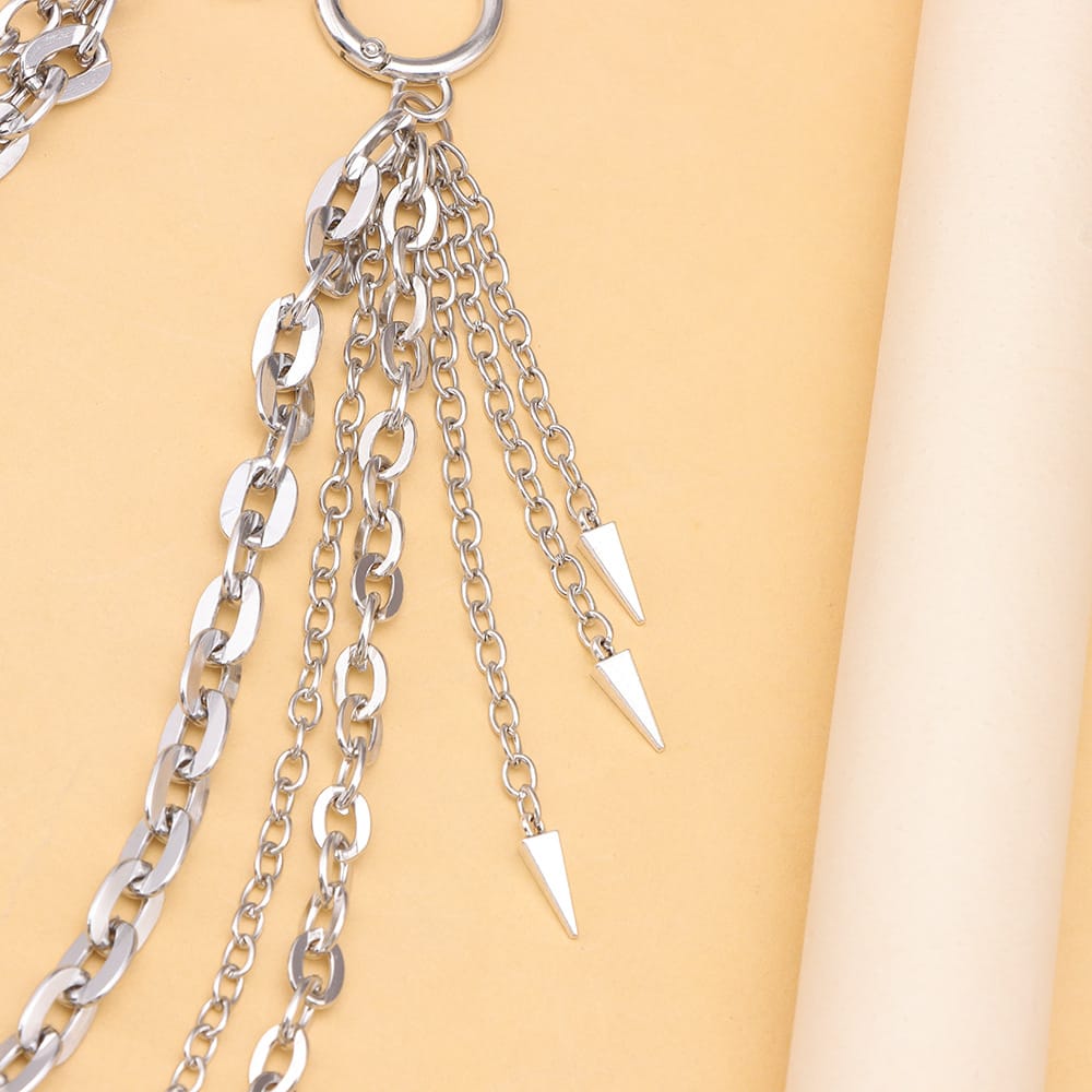 Kobine Unisex Punk Spike Pendant Three‑Layer Waist Chain