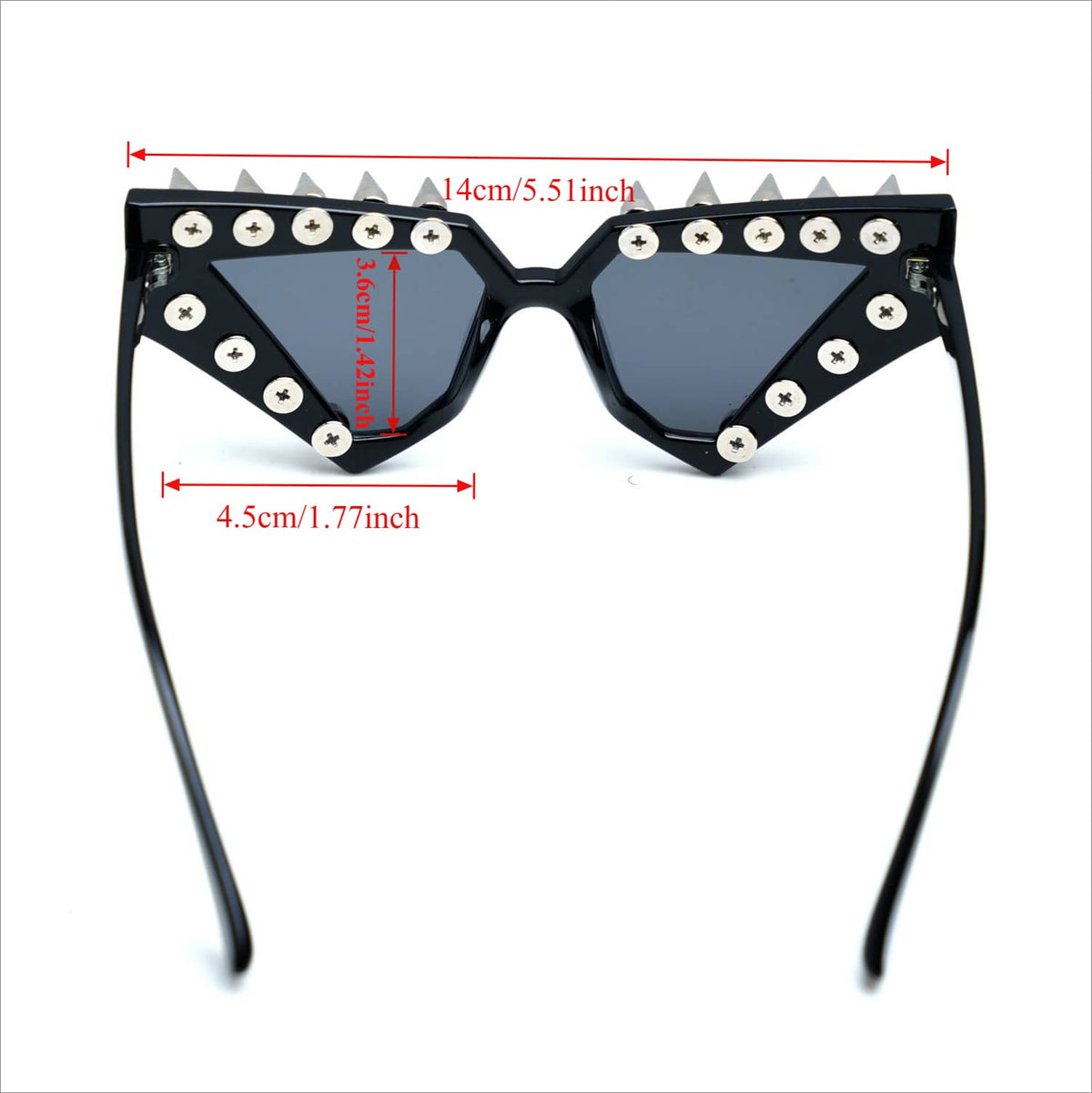 Kobine Unisex Punk Spiked Geometric Cat‑Eye Glasses Sunglasses