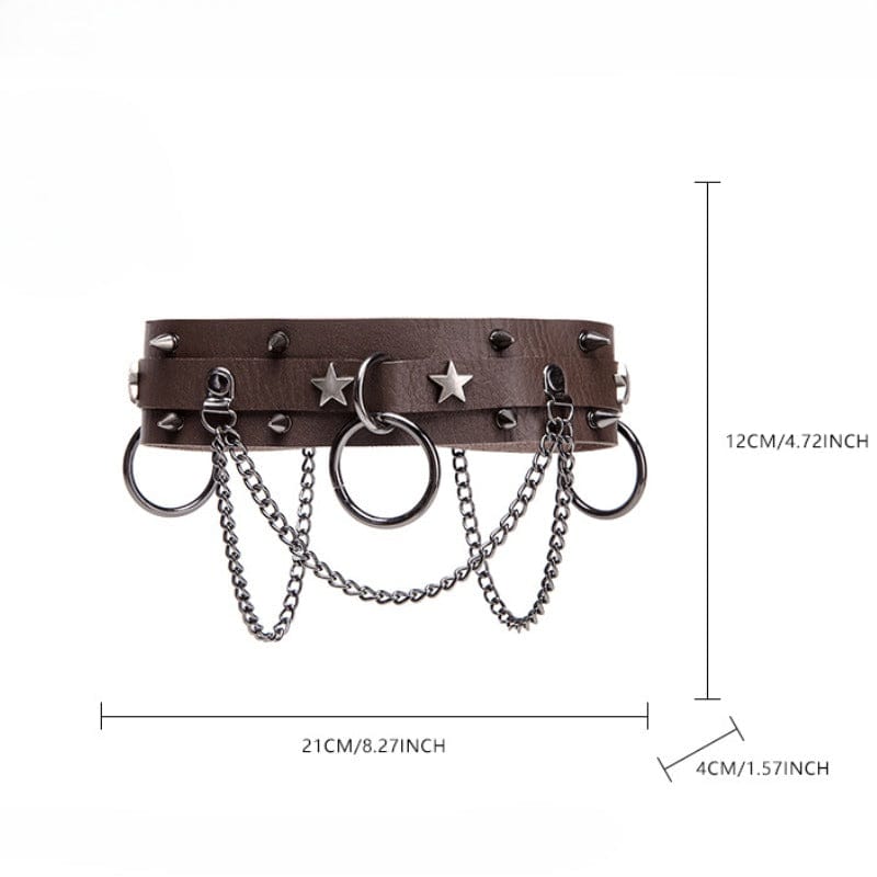 Kobine Unisex Punk Star Rivet Ring Choker