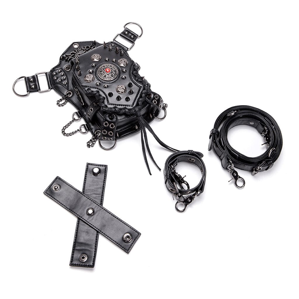 Kobine Unisex Punk Studded Devil Eye Chained Bag