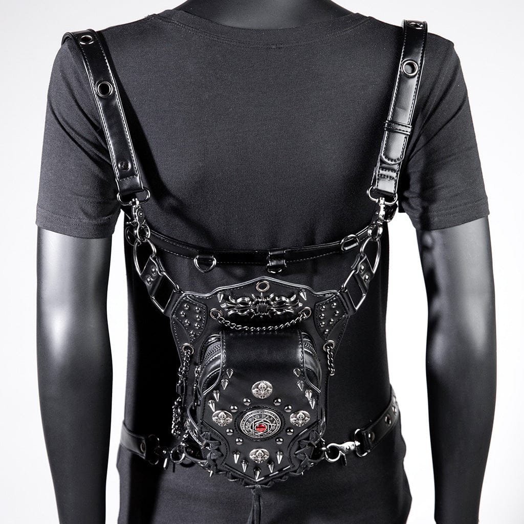 Kobine Unisex Punk Studded Devil Eye Chained Bag