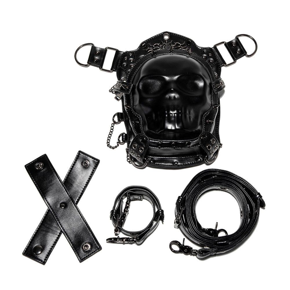 Kobine Unisex Punk Studded Skull Chained Bag