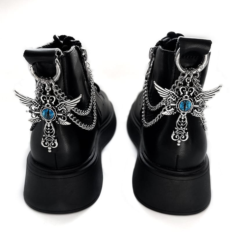 Kobine Unisex Punk Wing Evil Eye Cross Boot Chain Shoe Accessories