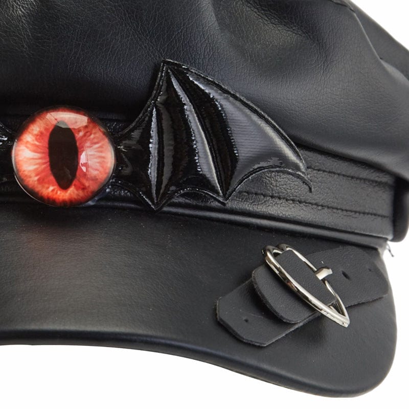 Kobine Unisex Steampunk Bat Faux Leather Beret Hat