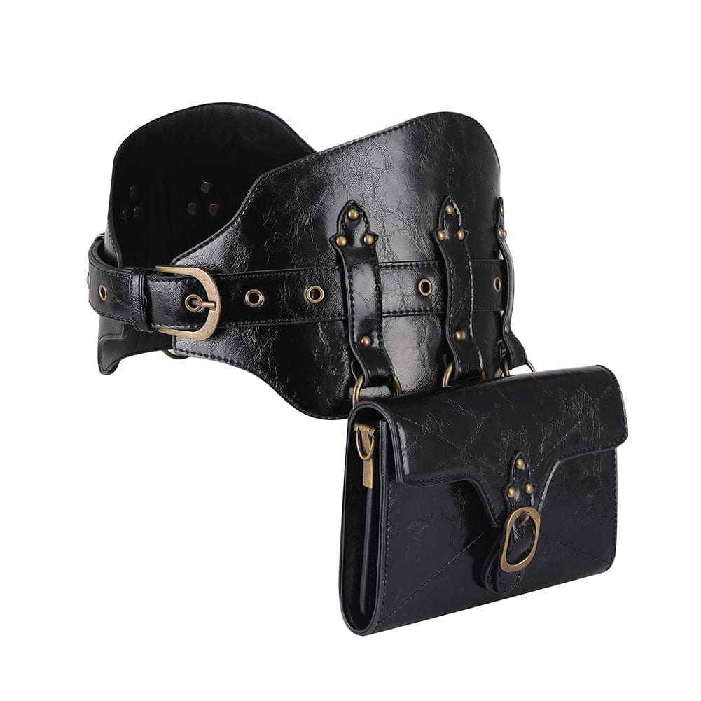Kobine Unisex Steampunk Buckle Splice Square Waist Bag
