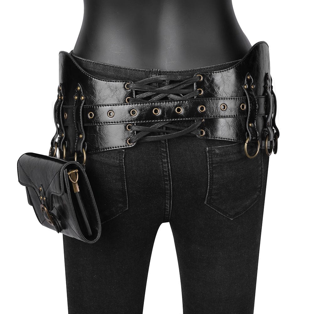 Kobine Unisex Steampunk Buckle Splice Square Waist Bag