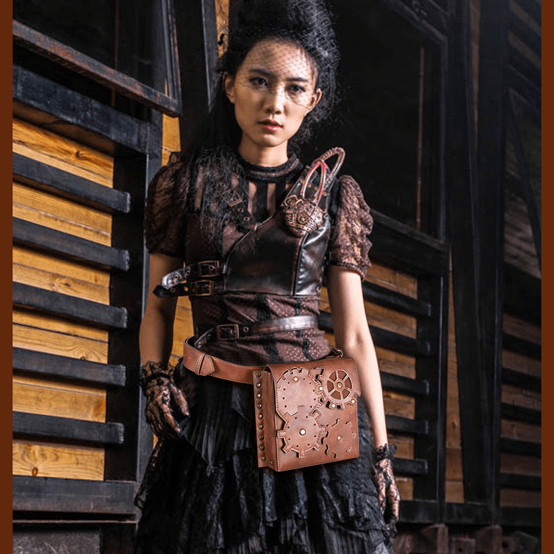 Kobine Unisex Steampunk Gear Square Waist Bag