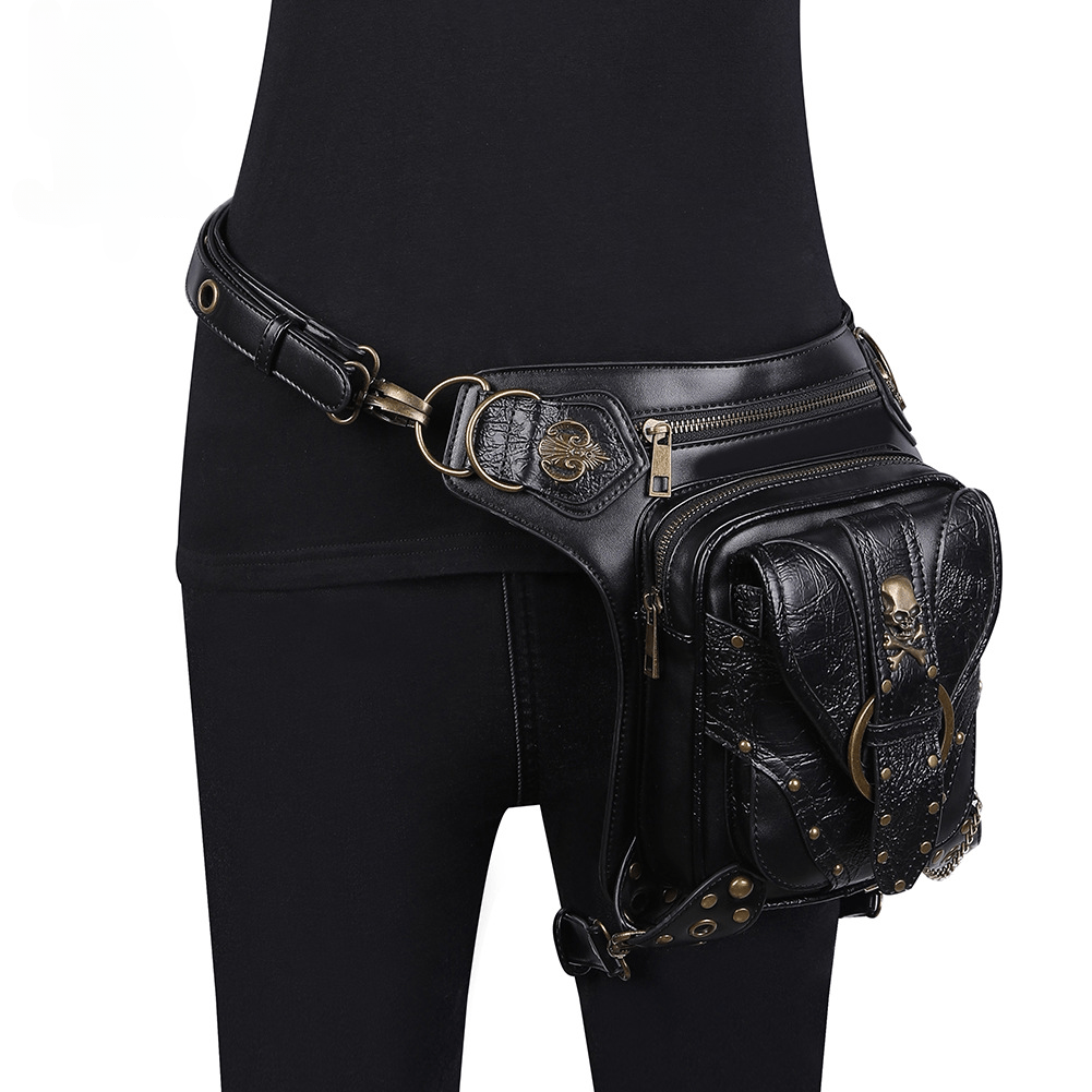 Kobine Unisex Steampunk Skull Buckle Waist Bag