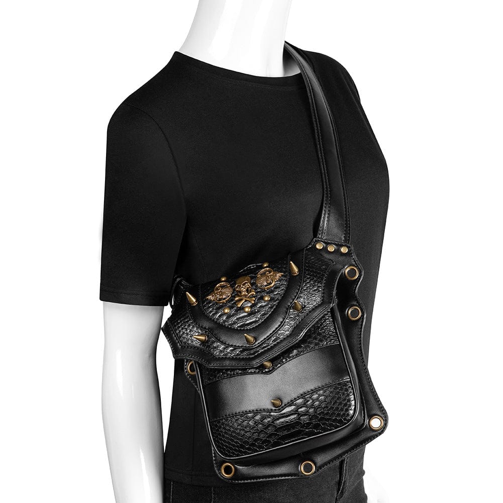 Kobine Unisex Steampunk Skull Faux Leather Bag