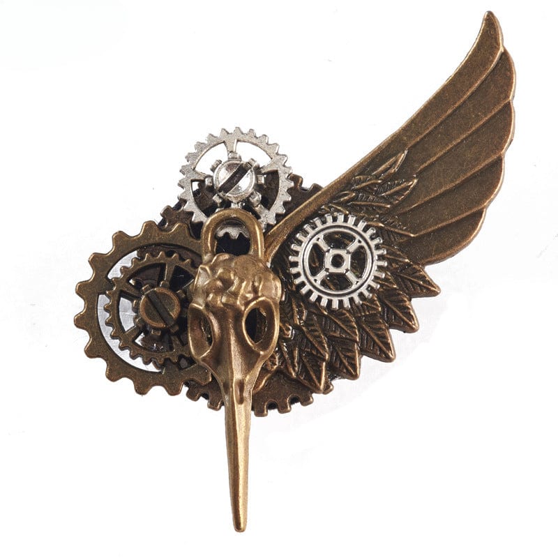 Kobine Unisex Steampunk Skull Gear Brooch