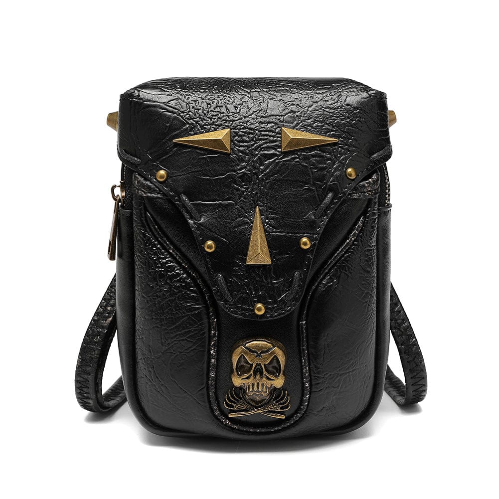 Kobine Unisex Steampunk Skull Studded Mini Bag