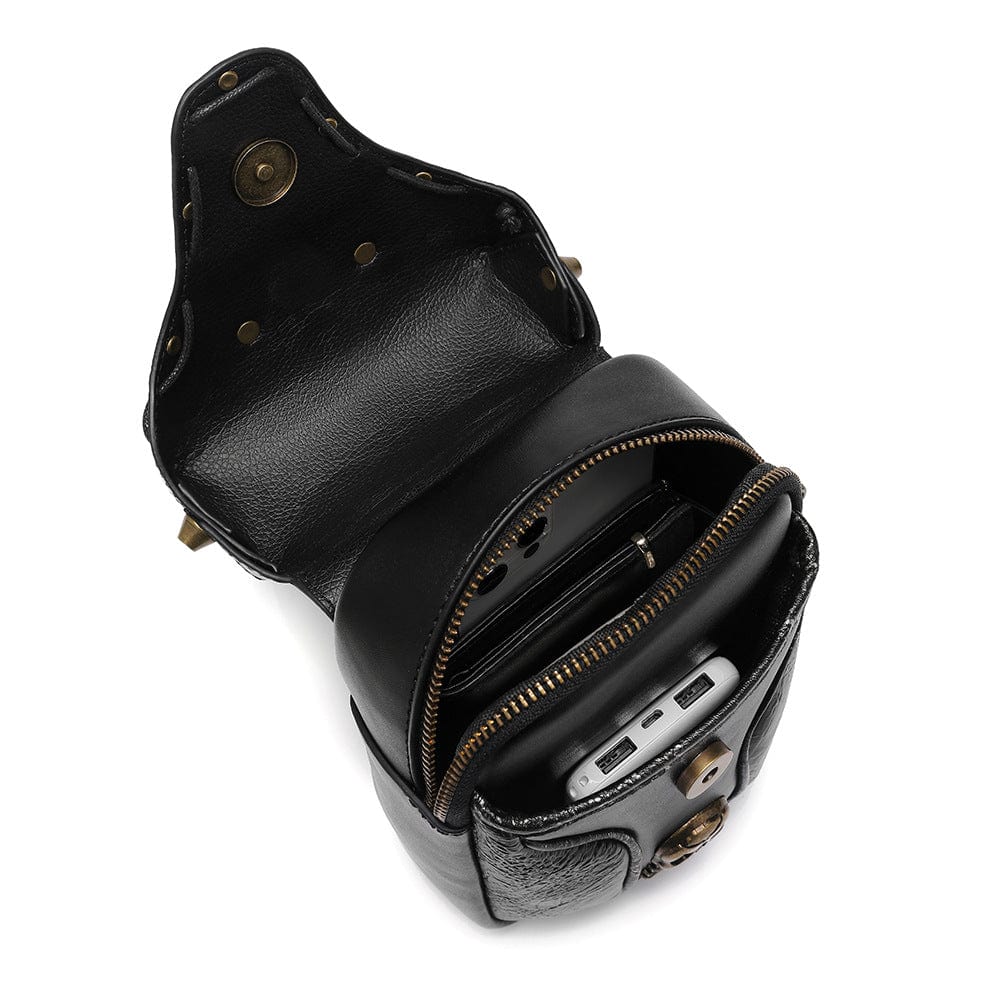 Kobine Unisex Steampunk Skull Studded Mini Bag