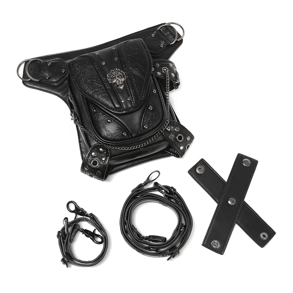 Kobine Unisex Steampunk Skull Studded Mini Bag