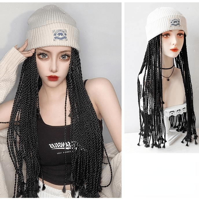 Kobine Women's Afro Curly Synthetic Hair Extension with Hat