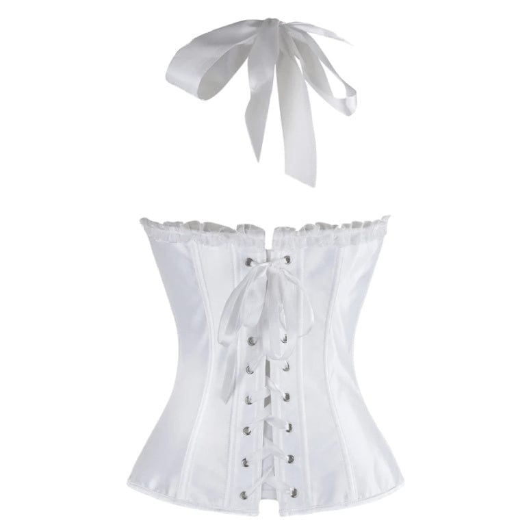 Kobine Women's Burlesque Vintage Satin Halter Boned Zipper Bustier Corset Top