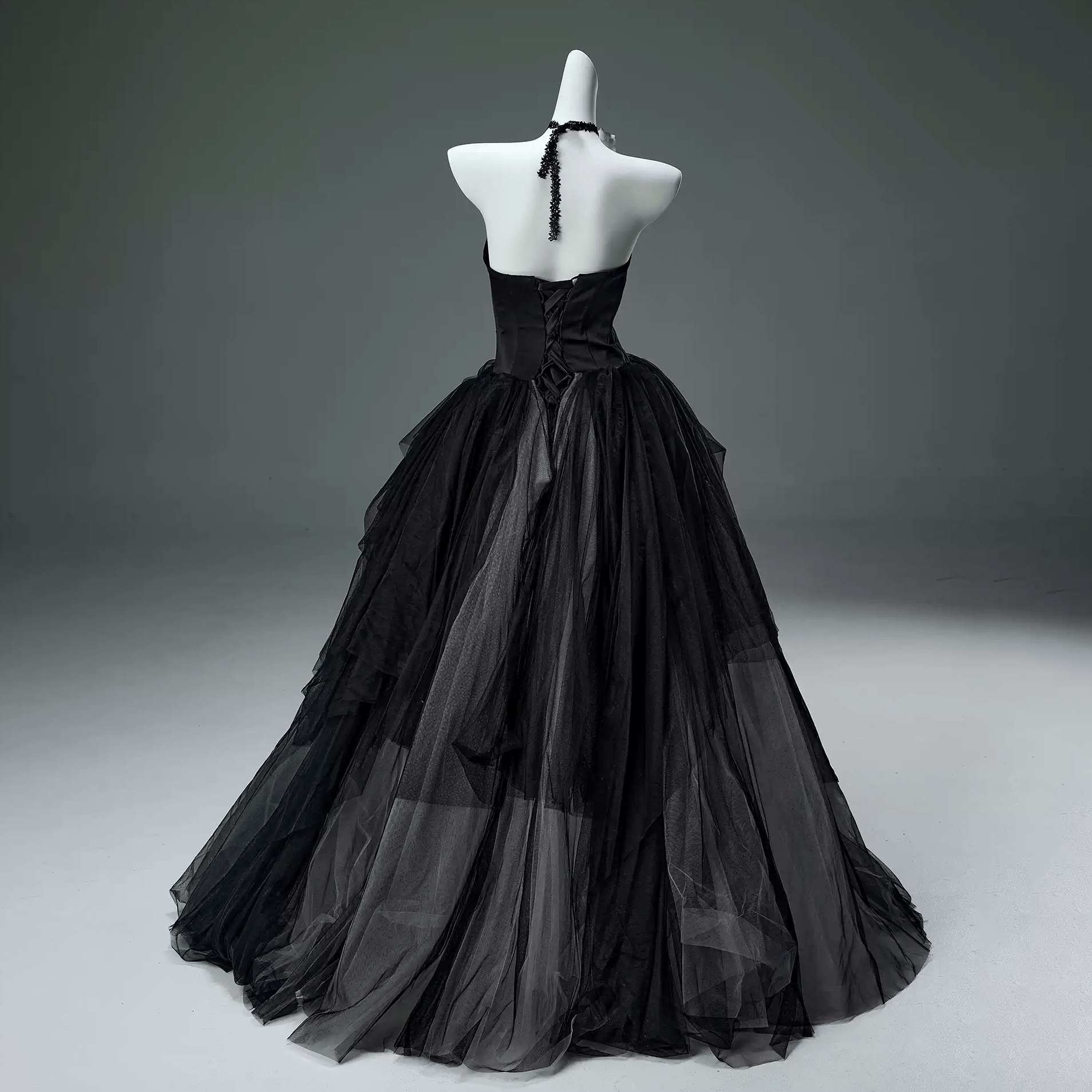 Kobine Women's Custom-made Gothic Big Rose Multi-layer Strapless Gown Wedding Dress