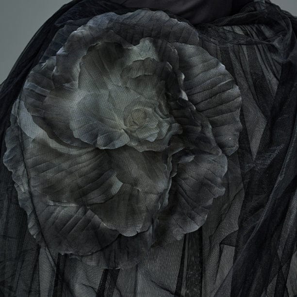 Kobine Women's Custom-made Gothic Big Rose Multi-layer Strapless Gown Wedding Dress