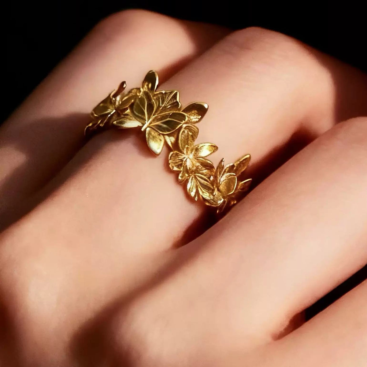 Kobine Women's Gothic 3D Butterfly Open Band Ring