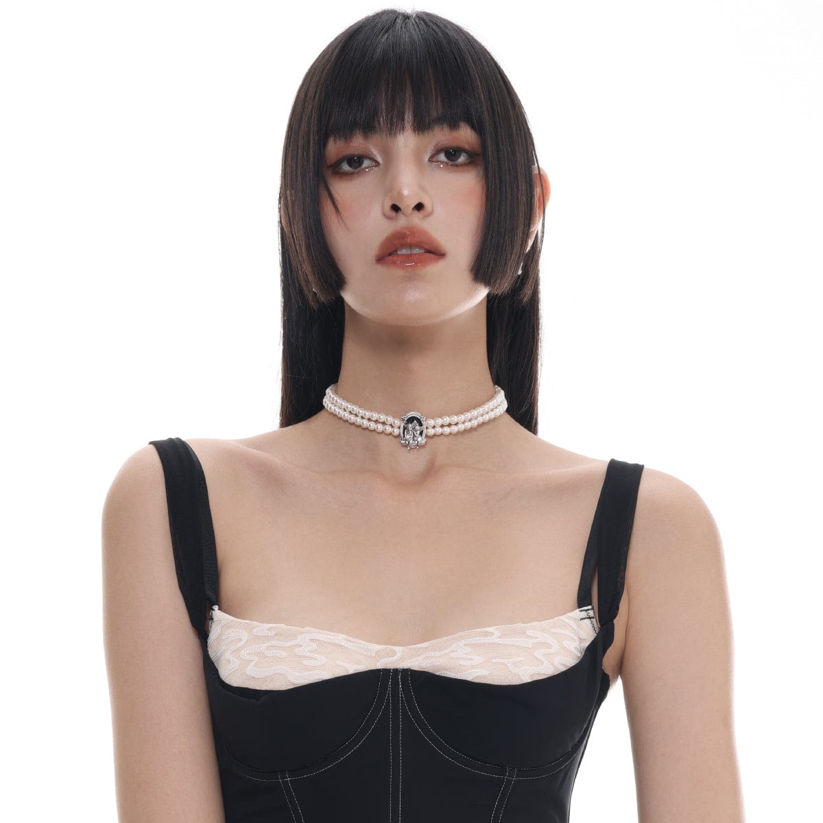 Kobine Women's Gothic Angel Pearl Choker