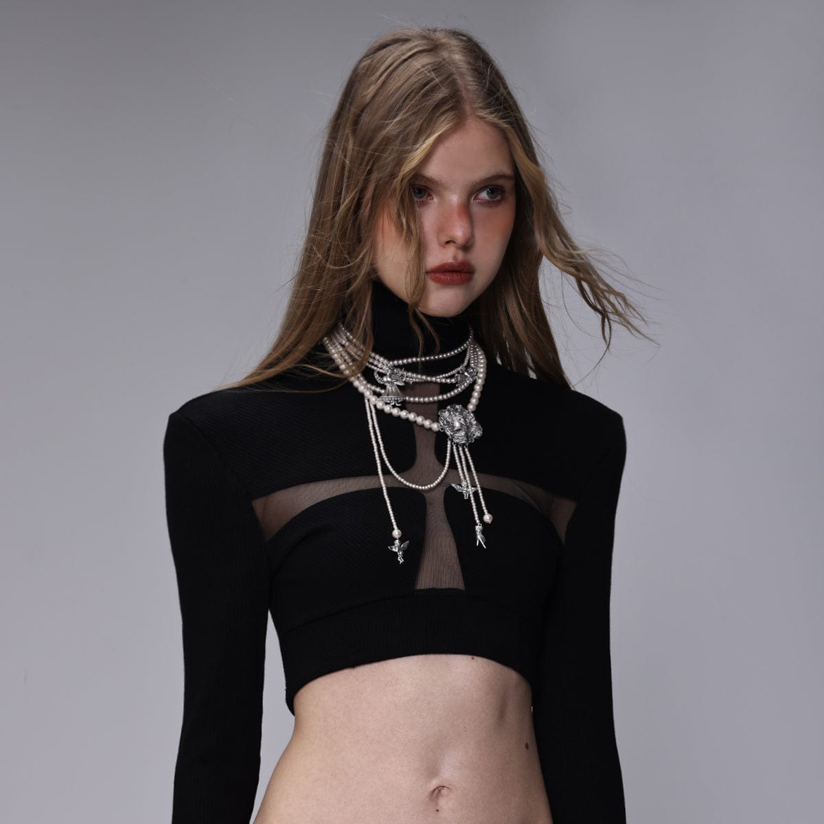 Kobine Women's Gothic Angel Pearl Choker