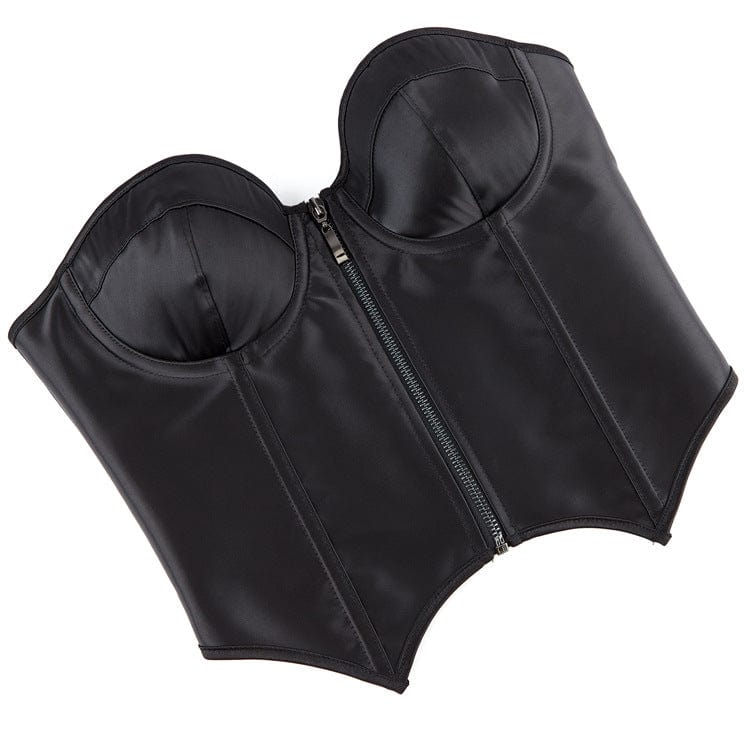 Kobine Women's Gothic Batwing Hem Zipper Overbust Corset