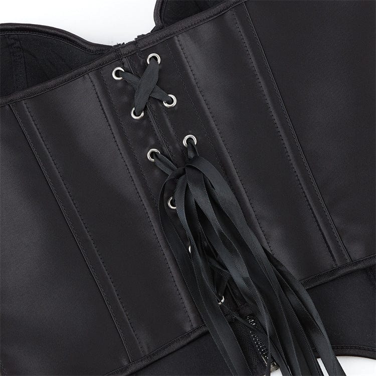 Kobine Women's Gothic Batwing Hem Zipper Overbust Corset
