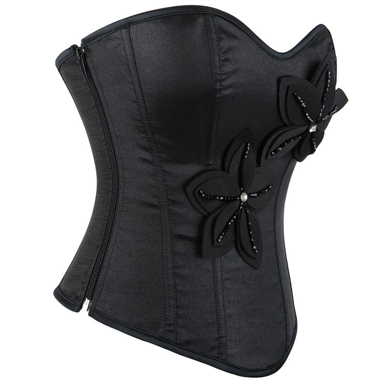 Kobine Women's Gothic Big Flower Lace-up Overbust Corset