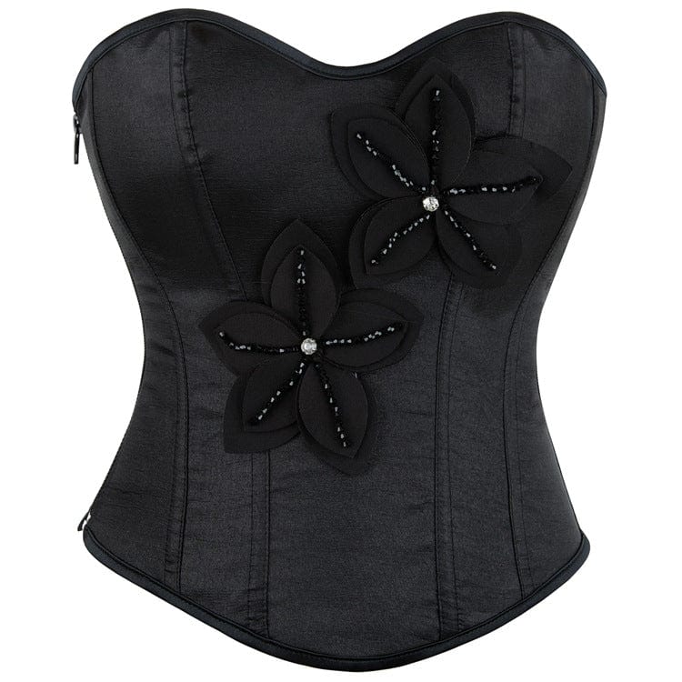 Kobine Women's Gothic Big Flower Lace-up Overbust Corset