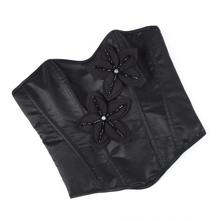 Kobine Women's Gothic Big Flower Lace-up Overbust Corset