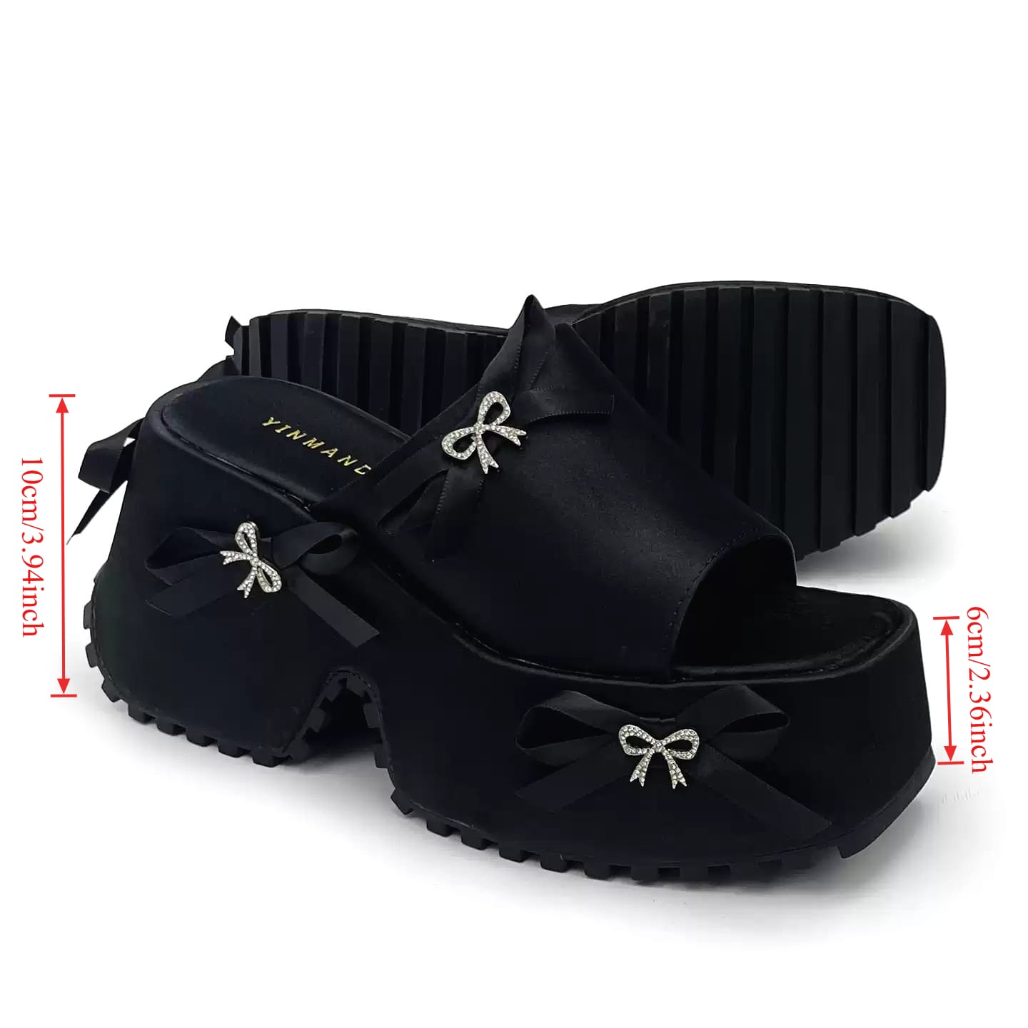 Kobine Women's Gothic Bow Decor Platform Slide Sandals