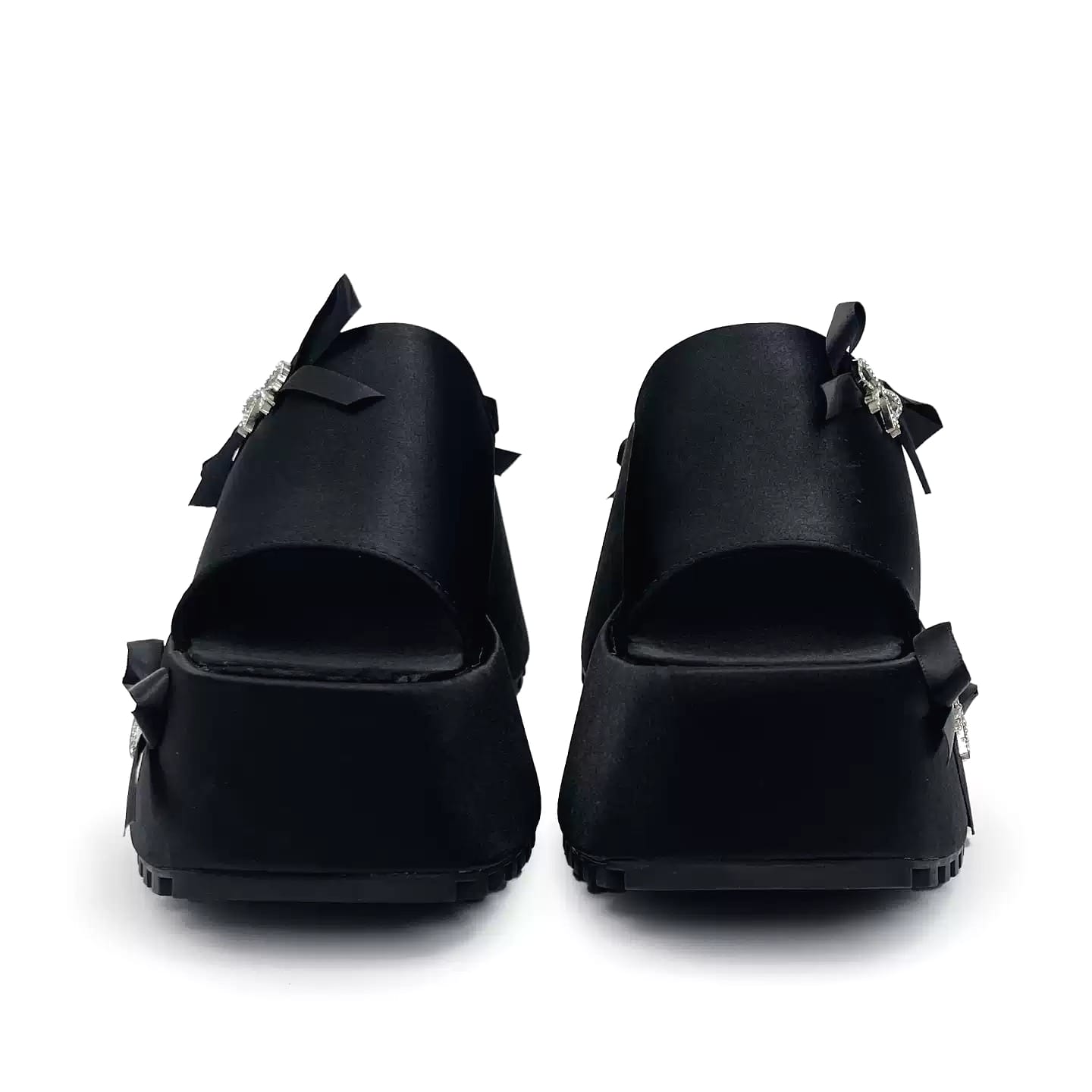 Kobine Women's Gothic Bow Decor Platform Slide Sandals