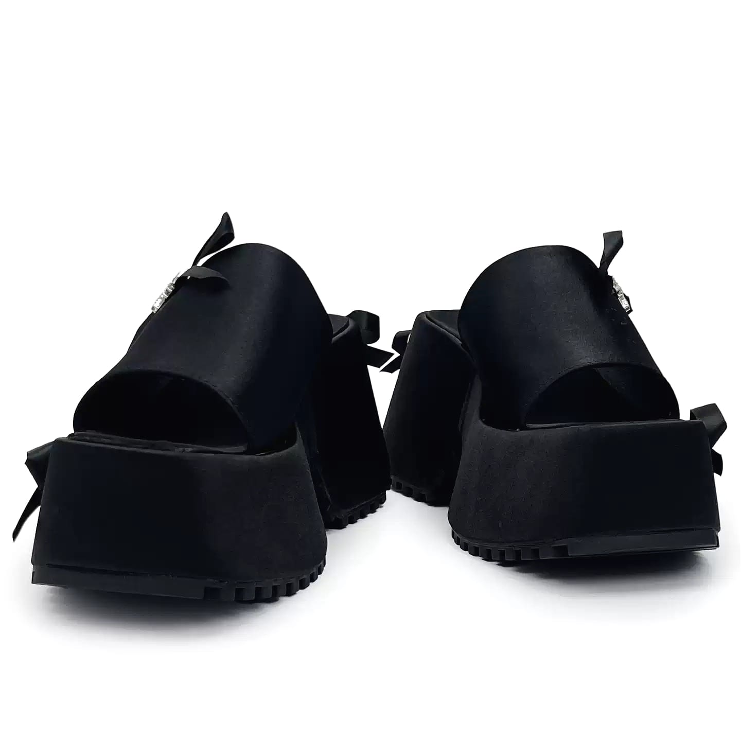 Kobine Women's Gothic Bow Decor Platform Slide Sandals