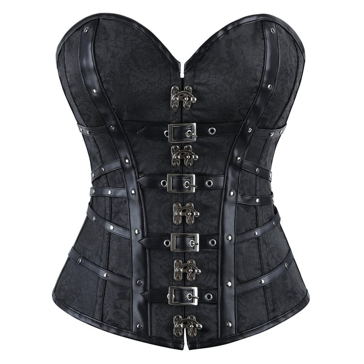 Kobine Women's Gothic Buckle Strap Lace-up Overbust Corset