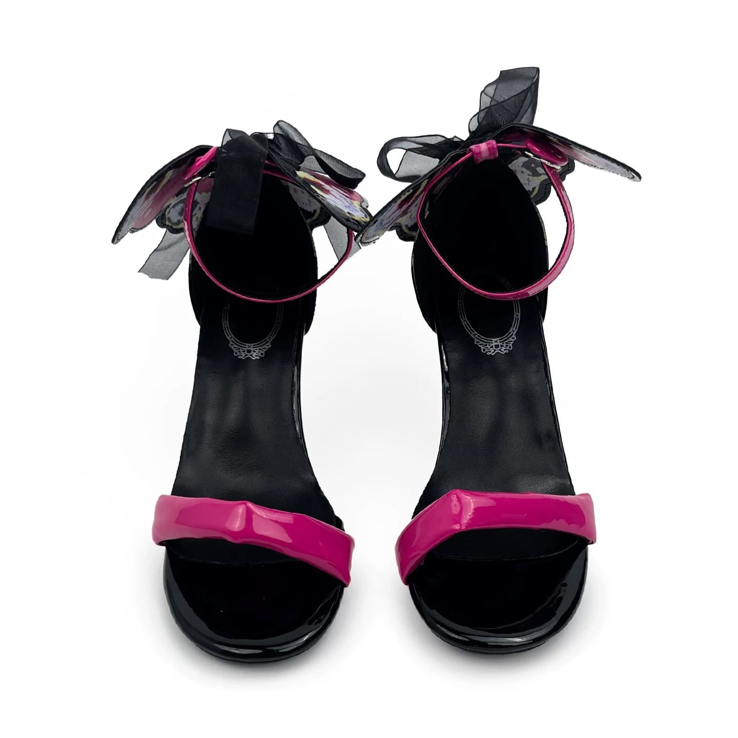 Kobine Women's Gothic Butterfly Decor Ankle‑Strap Buckle Open‑Toe Stiletto Heel Sandals