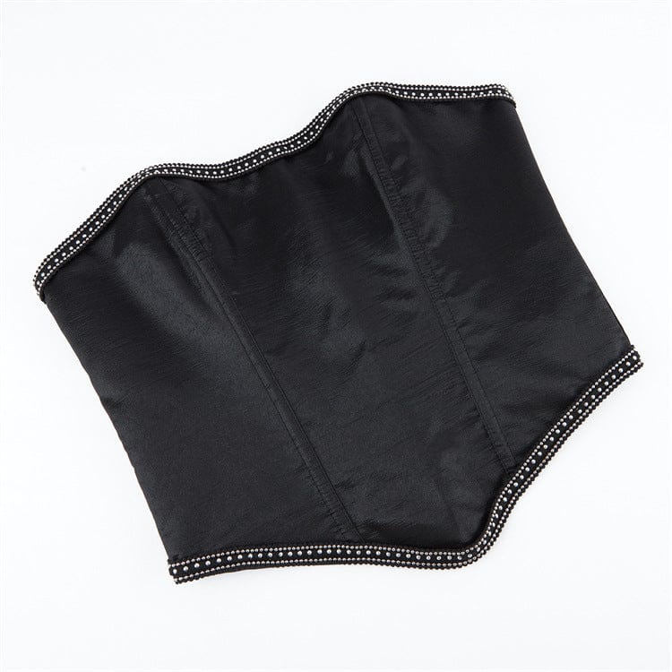 Kobine Women's Gothic Chain Edge Zipper Overbust Corset