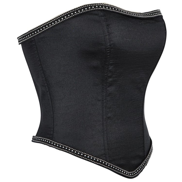 Kobine Women's Gothic Chain Edge Zipper Overbust Corset