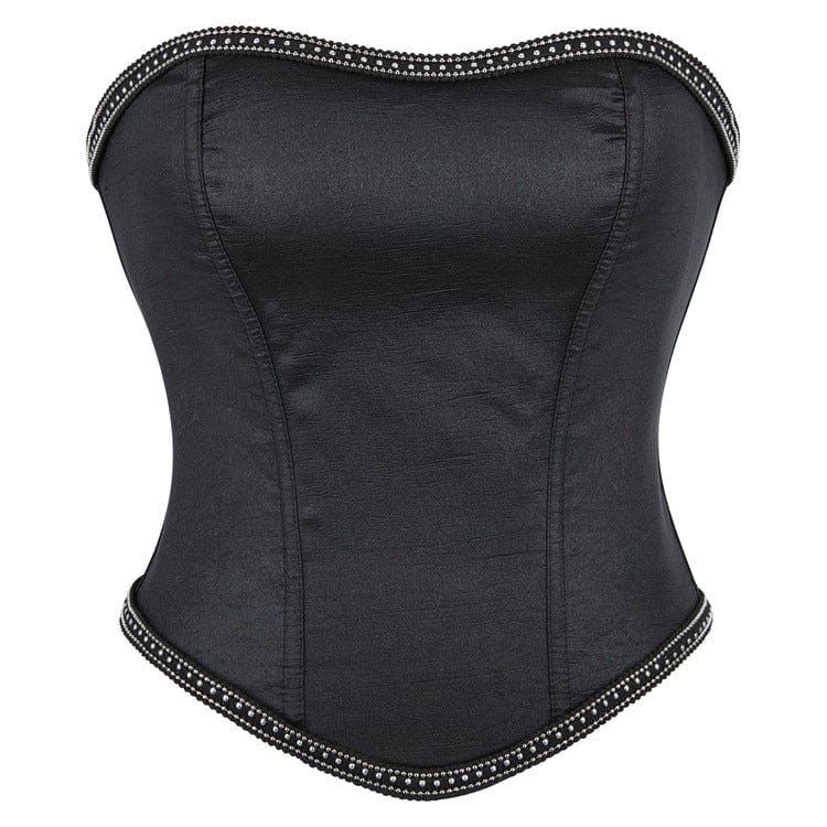 Kobine Women's Gothic Chain Edge Zipper Overbust Corset