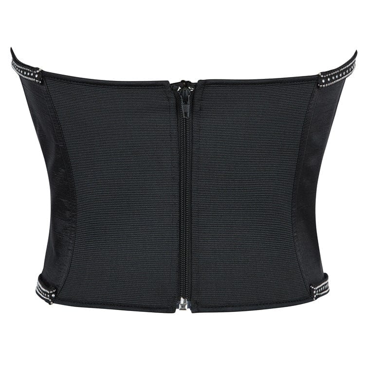 Kobine Women's Gothic Chain Edge Zipper Overbust Corset
