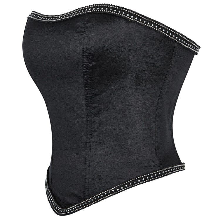Kobine Women's Gothic Chain Edge Zipper Overbust Corset