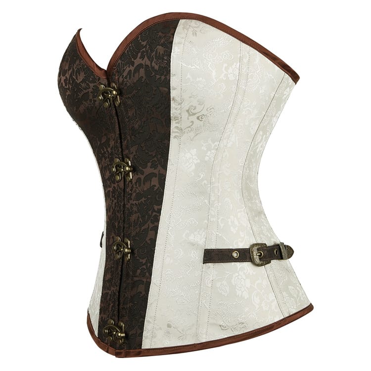 Kobine Women's Gothic Contrast Color Jacquard Overbust Corset