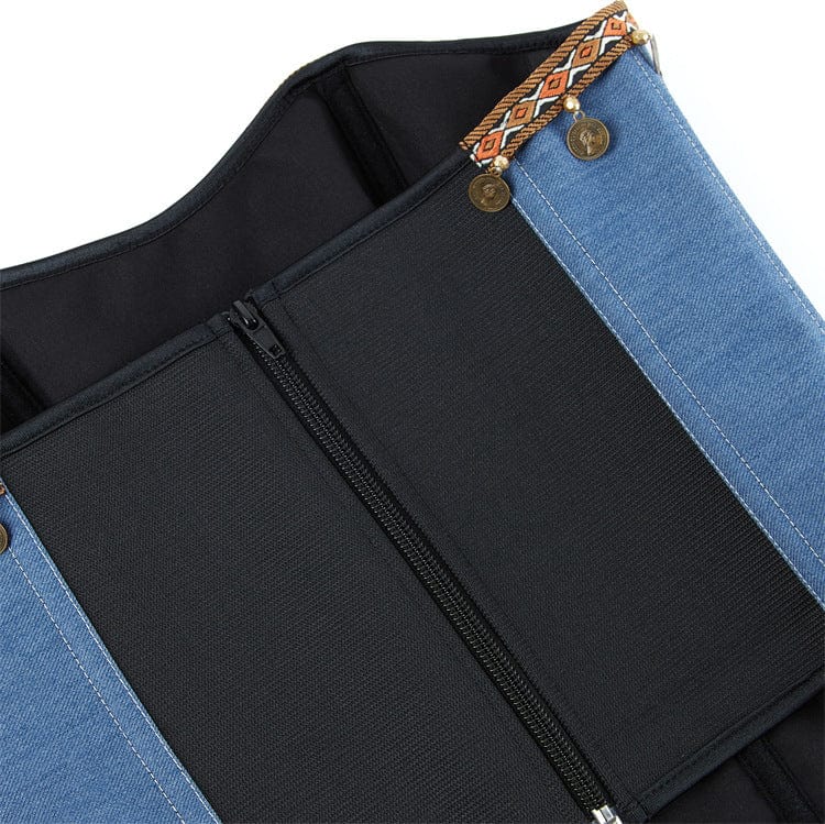 Kobine Women's Gothic Copper Piece Tassels Zip Overbust Corset